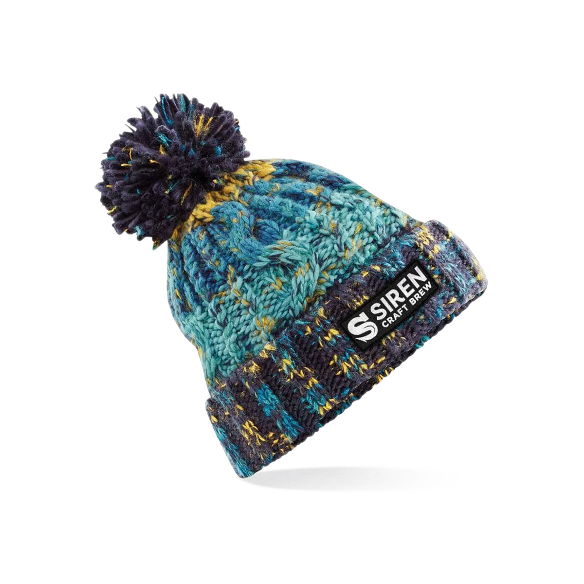 Knitted Bobble Hat - Marine Splash - Image 3